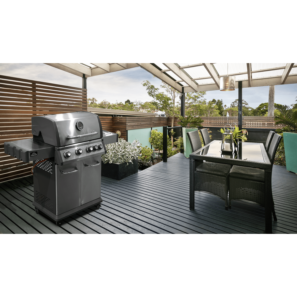 Dellonda 4+1 Burner Deluxe Gas BBQ Grill, Stainless Steel, Side Burner, Ignition - DG17 - DG17 - Sealey Tools UK - Trade Counter Direct