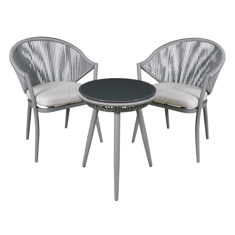 Dellonda Echo 3 Piece Aluminium Balcony Set with Tempered Glass Top - DG58 - DG58 - DG58 - Sealey Tools UK - Trade Counter Direct