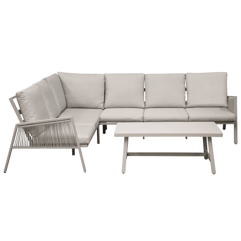 Dellonda Fusion 4 Piece Outdoor Garden Corner Sofa & Coffee Table Set, Aluminium - DG57 - DG57 - Sealey Tools UK - Trade Counter Direct