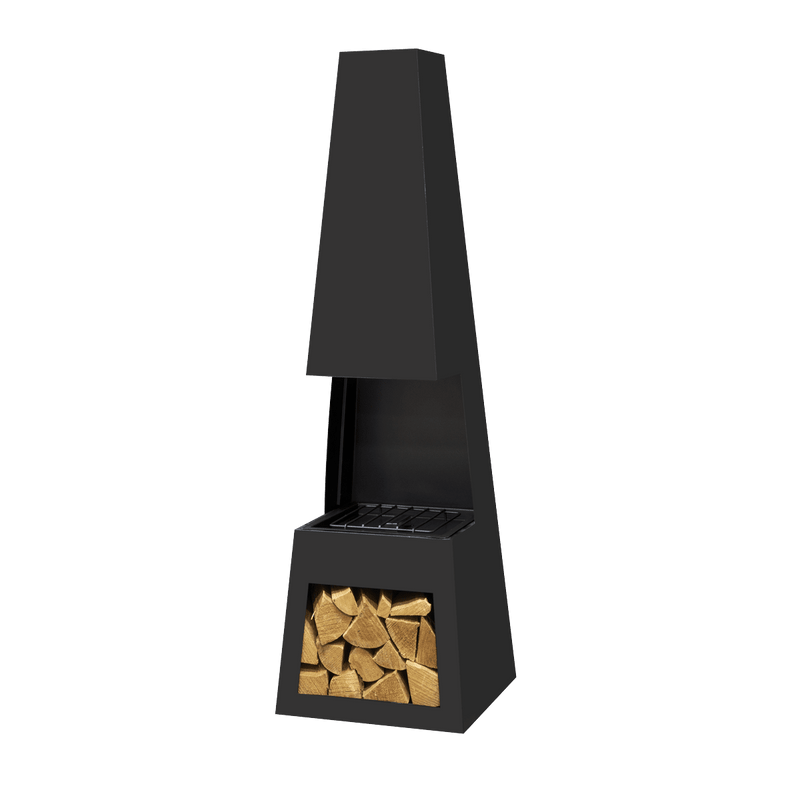 Dellonda Outdoor Chiminea Fireplace Fire Pit Heater Firewood Storage Black Steel - DG107 - DG107 - Sealey Tools UK - Trade Counter Direct