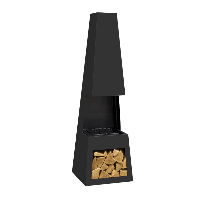 Dellonda Outdoor Chiminea Fireplace Fire Pit Heater Firewood Storage Black Steel - DG107 - DG107 - Sealey Tools UK - Trade Counter Direct