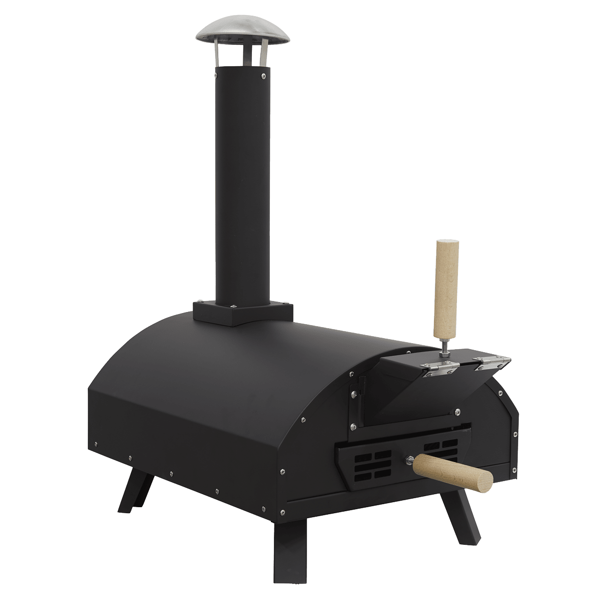 Dellonda Portable Wood - Fired 14" Pizza Oven and Smoking Oven, Black/Stainless Steel - DG10 - DG10 - Sealey Tools UK - Trade Counter Direct