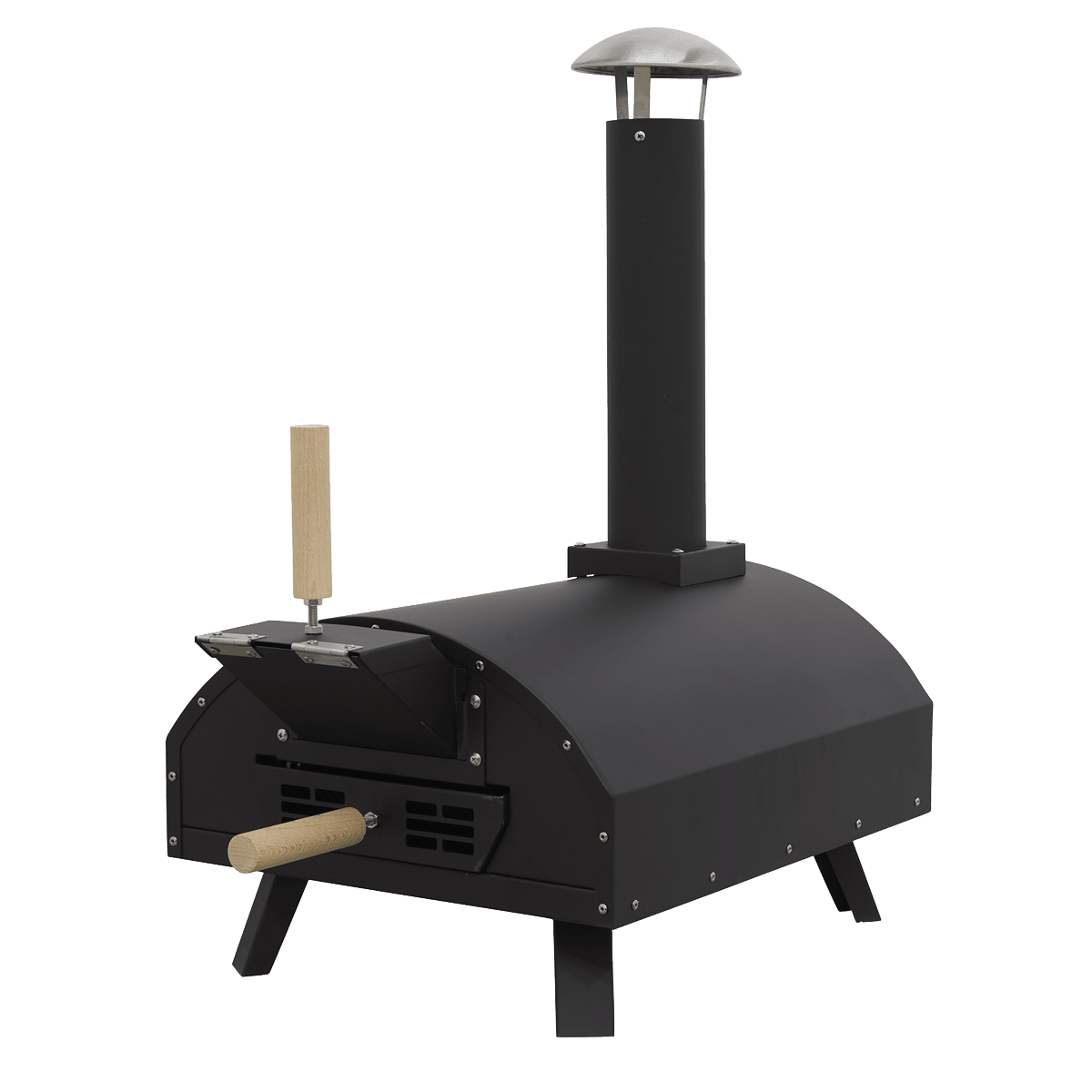 Dellonda Portable Wood - Fired 14" Pizza Oven and Smoking Oven, Black/Stainless Steel - DG10 - DG10 - Sealey Tools UK - Trade Counter Direct