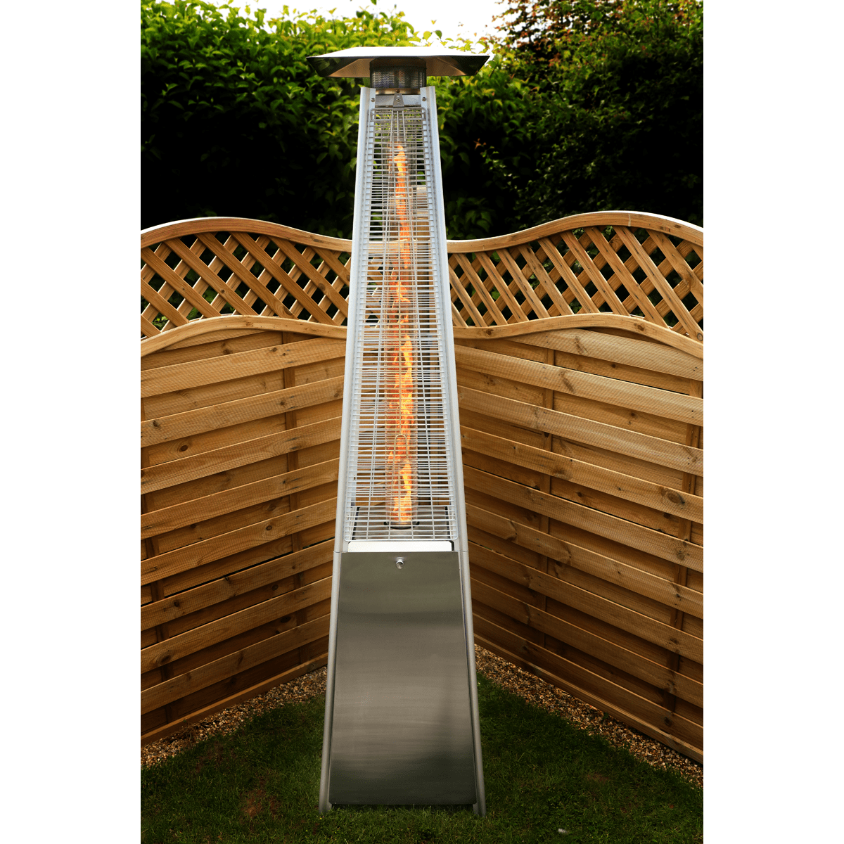 Dellonda Pyramid Gas Patio Heater 13kW Commercial/Garden Use, Stainless Steel - DG99 - DG99 - Sealey Tools UK - Trade Counter Direct