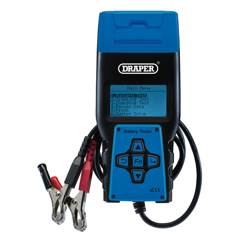 Draper 12V Battery Tester with Printer - DR-92445 - Draper - Trade Counter Direct