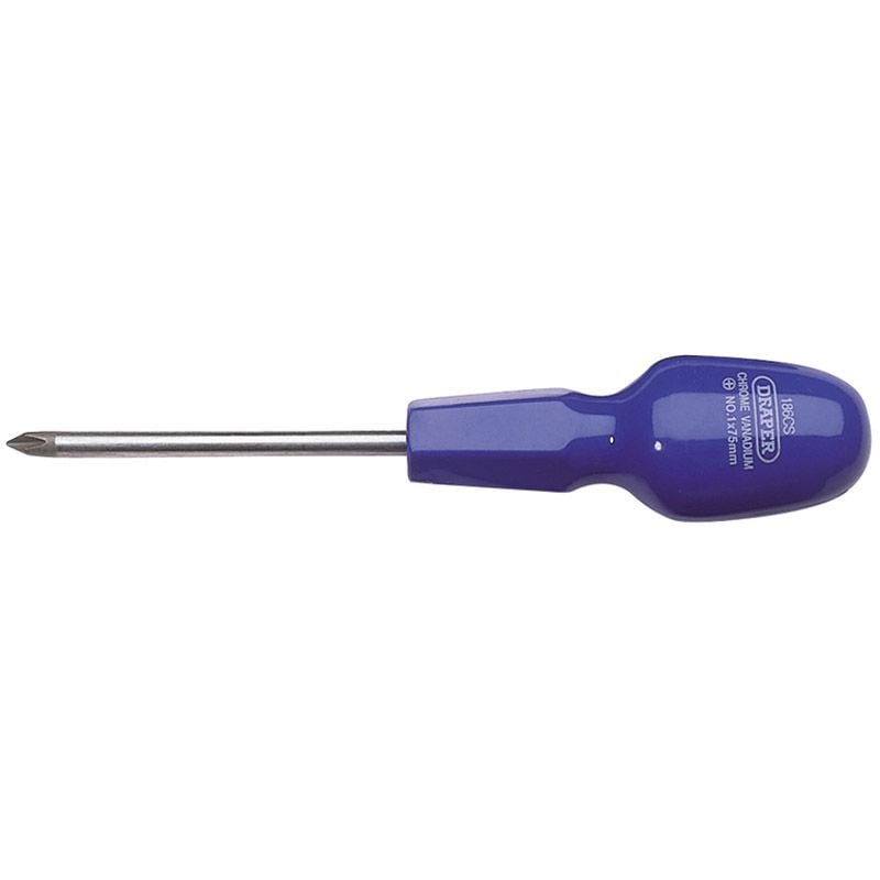Draper 186CSB Cross Slot Cabinet Pattern Screwdriver, No.1 x 75mm (Sold Loose) - (19504) - DR-19504 - Draper - Trade Counter Direct