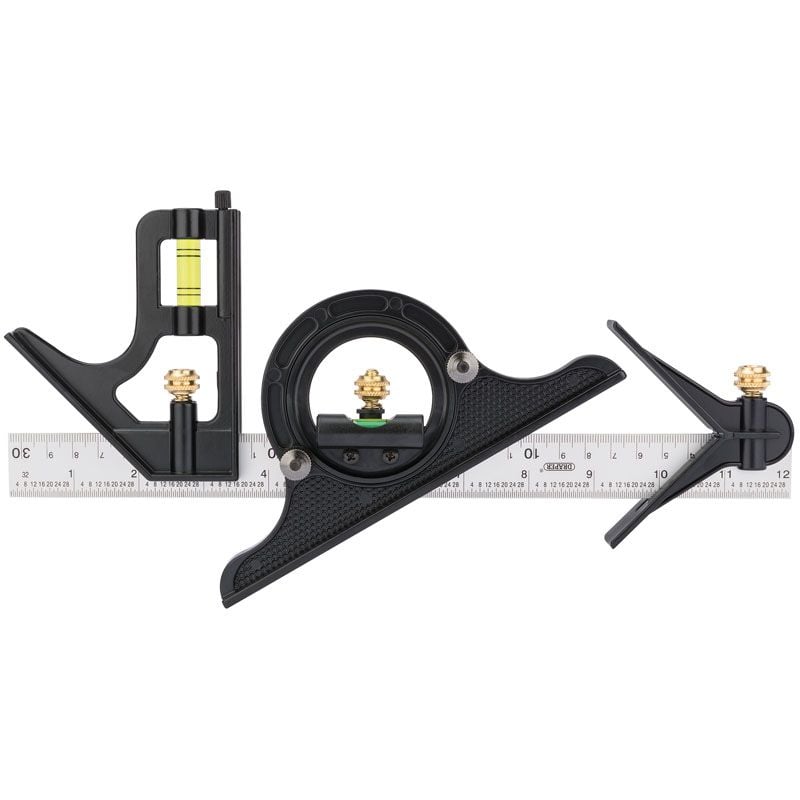 Draper 8C Combination Square with Centre Head and Protractor, 300mm - (34704) - DR-34704 - Draper - Trade Counter Direct
