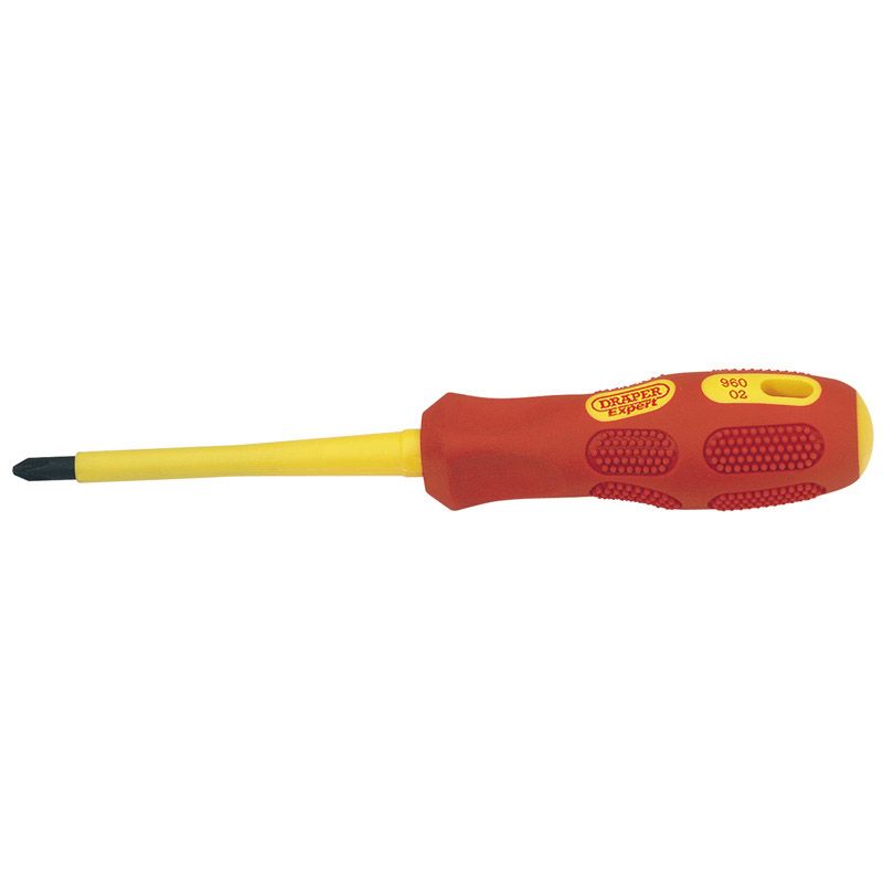 Draper 960CSB VDE Approved Fully Insulated Cross Slot Screwdriver, No.2 x 100mm (Sold Loose) - (69226) - DR-69226 - Draper - Trade Counter Direct