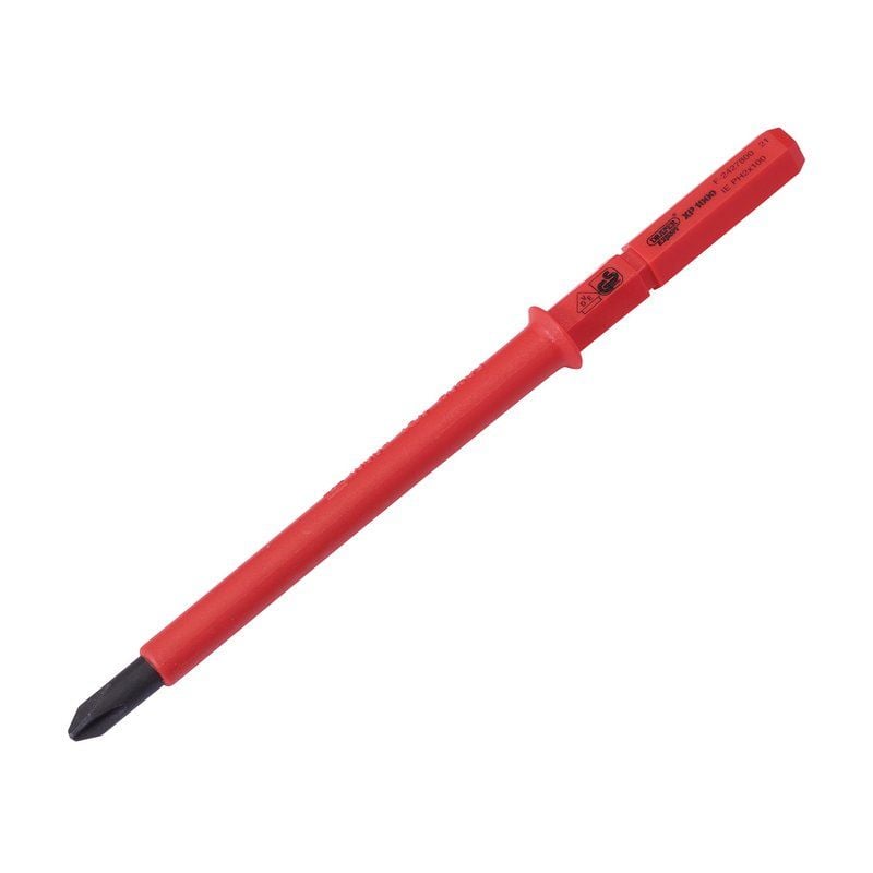Draper 9651CS XP1000 VDE Cross Slot Interchangeable Screwdriver Blade, No.2 x 100mm - (24743) - DR-24743 - Draper - Trade Counter Direct