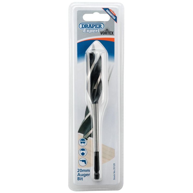Draper AB4F 4 Fluted Auger Bit, 20 x 165mm - (35120) - DR-35120 - Draper - Trade Counter Direct