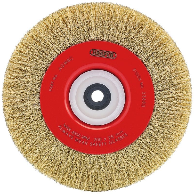 Draper AGW8C Crimped Steel Wire Brushes, 200 x 25mm - (33880) - DR-33880 - Draper - Trade Counter Direct