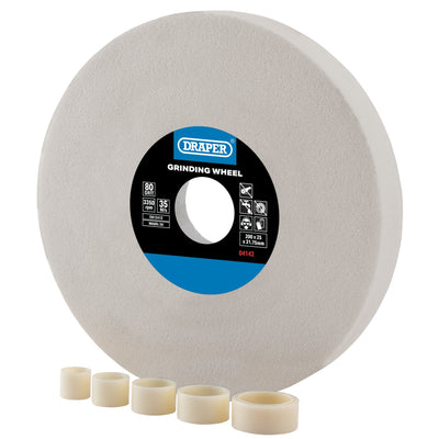 Draper Aluminium Oxide Bench Grinding Wheel, 200 x 25mm, 80G, White - DR-04142 - Draper - Trade Counter Direct