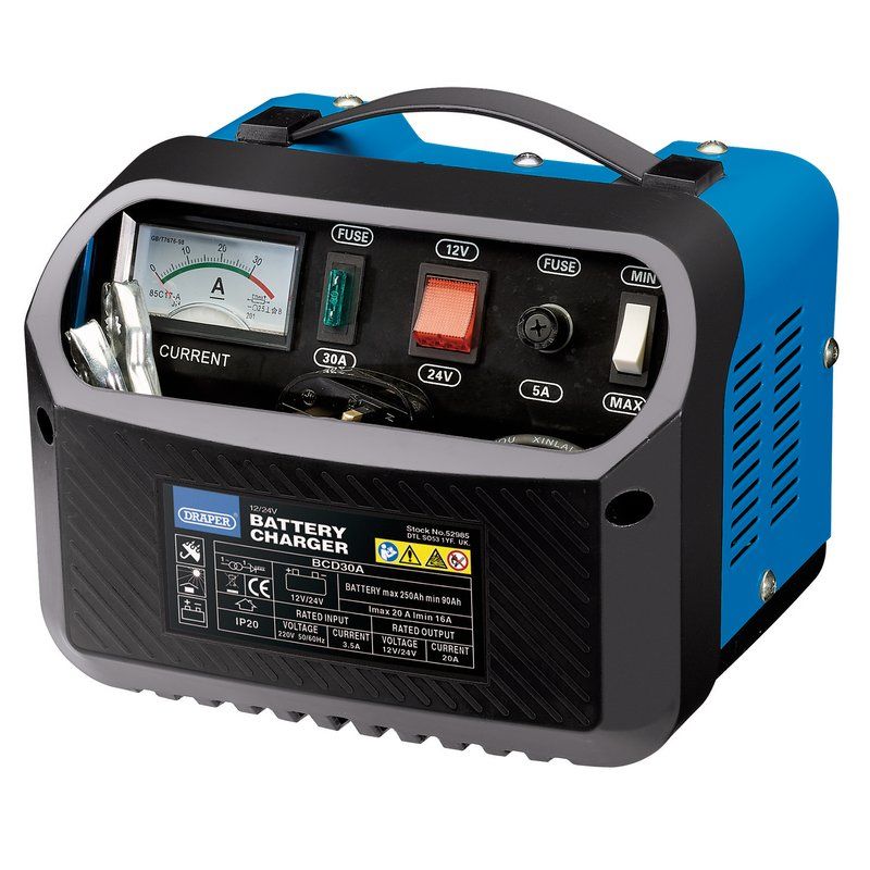 Draper BCD30A 12/24V 16 - 20A Battery Charger - (52985) - DR-52985 - Draper - Trade Counter Direct