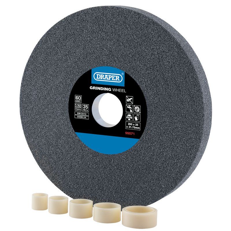 Draper BG20025F Aluminium Oxide Bench Grinding Wheel, 200 x 25mm, 60g - (99571) - DR-99571 - Draper - Trade Counter Direct