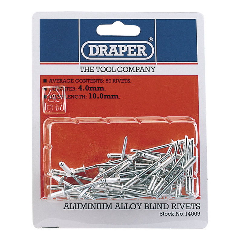 Draper Blind Rivets, 4 x 10mm (50 Piece) - DR-14009 - Draper - Trade Counter Direct