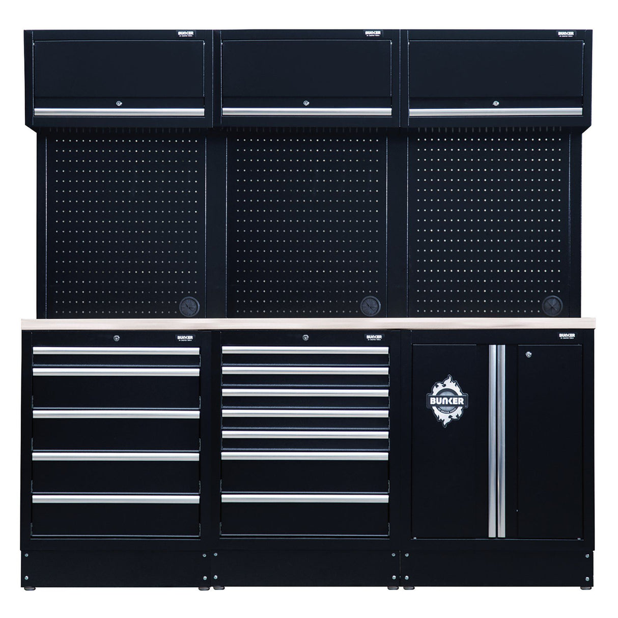 Draper BUNKER Modular Storage Combo with Stainless Steel Worktop (14 Piece) - DR-04415 - BUNKER - Trade Counter Direct
