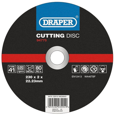 Draper CGF10 Metal Cutting Disc, 230 x 2 x 22.23mm - (94775) - DR-94775 - Draper - Trade Counter Direct
