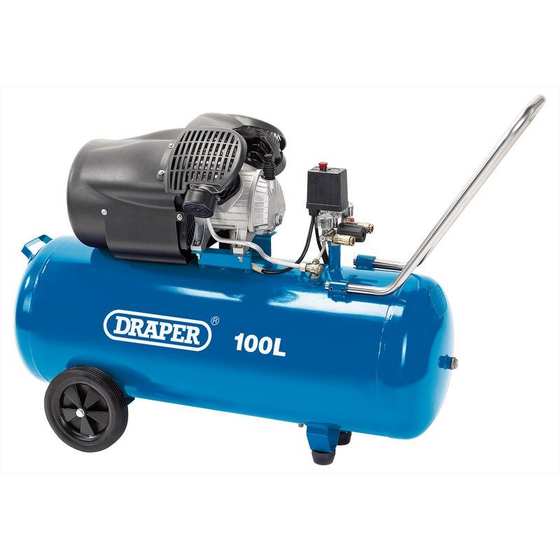 Draper DA100/412TV Direct Drive V - Twin Air Compressor, 100L, 2.2kW - (65396) - DR-65396 - Draper - Trade Counter Direct