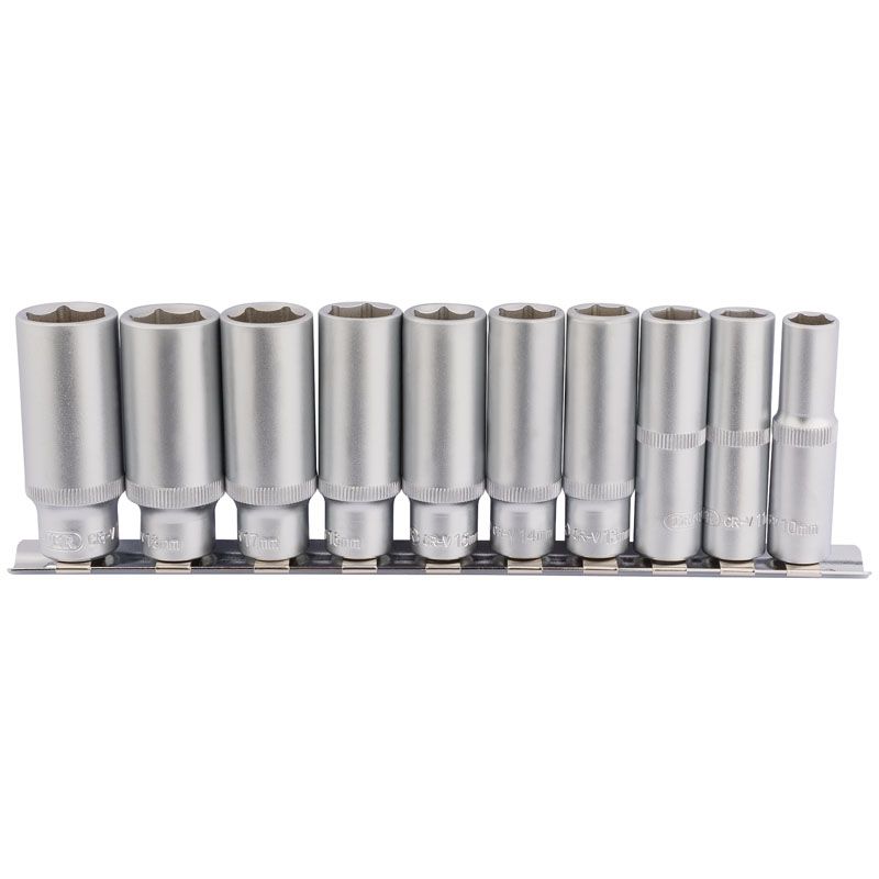 Draper DD10MMD Deep Socket Set on Metal Rail, 3/8" Sq. Dr. (10 Piece) - (16401) - DR-16401 - Draper - Trade Counter Direct