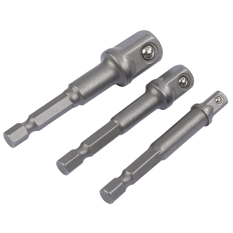 DR-00005 — Socket Adaptor Set, 1/4" Hex. x 1/4", 3/8" & 1/2" Sq. Dr. (3 Piece)