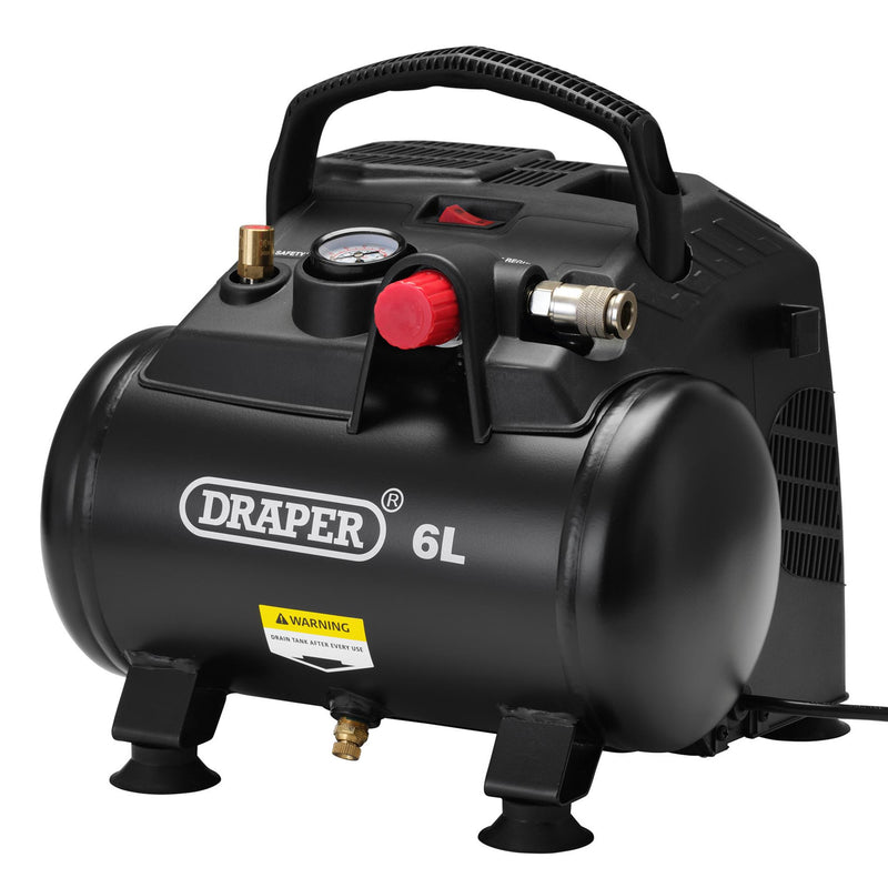 DR-02115 — 230V 6L Oil-Free Air Compressor, 1.2kW/1.5hp
