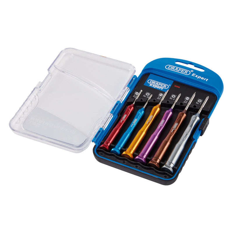 DR-03266 — Draper Expert Precision Screwdriver Set, 3 x Plain Slot, 3 x Cross Slot (6 Piece)