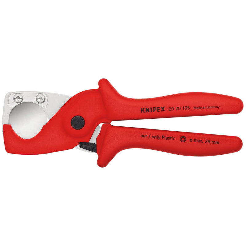 DR-08643 — KNIPEX 90 20 185 SB PlastiCut® Cutter For Flexible Hoses and Plastic Conduit Pipes, 185mm