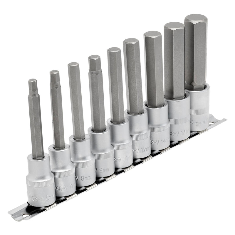DR-16308 — Draper Expert Long Metric Hex. Socket Bit Set, 1/2" Sq. Dr., 100mm (9 Piece)