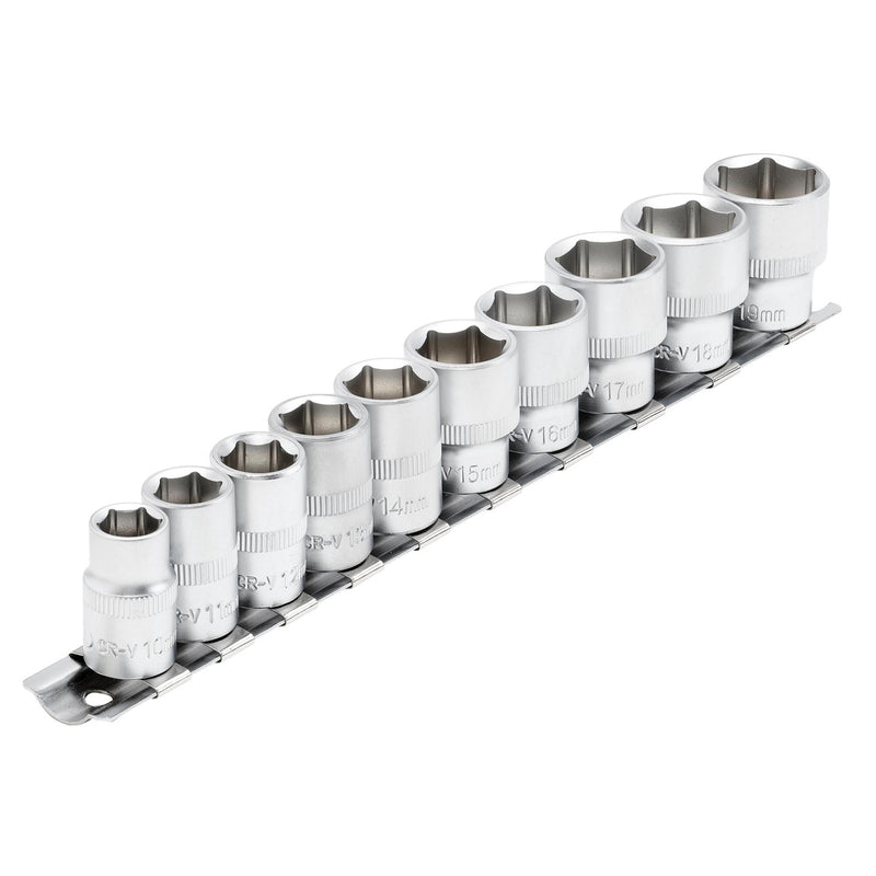 DR-16400 — Socket Set on Metal Rail, 3/8" Sq. Dr. (10 Piece)