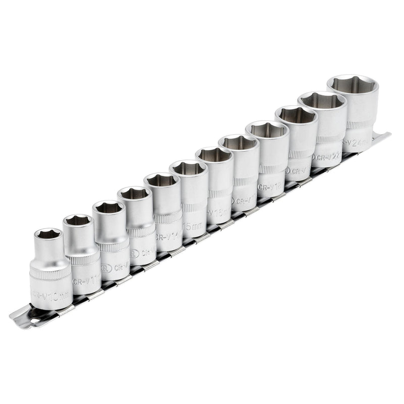 DR-16402 — Socket Set on Metal Rail, 1/2" Sq. Dr. (12 Piece)