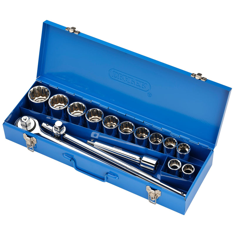 DR-16440 — Draper HI-TORQ® Metric Socket Set in Metal Case, 3/4" Sq. Dr. (15 Piece)