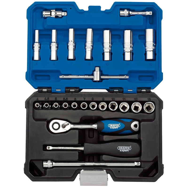 DR-16443 — Draper Expert Metric Socket Set, 1/4" Sq. Dr., Blue (25 Piece)