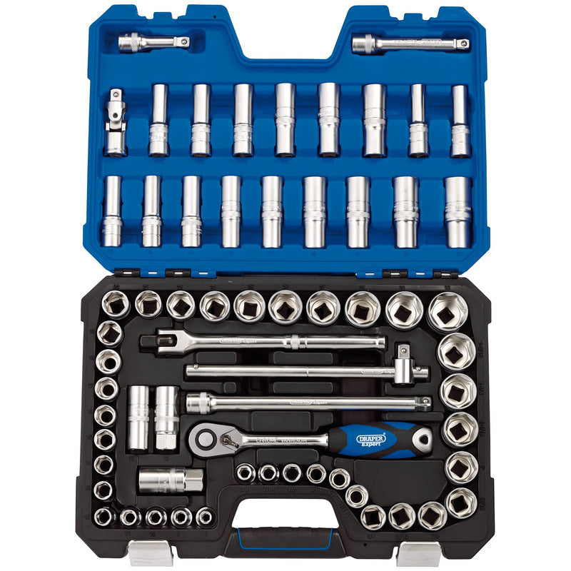 DR-16456 — Draper Expert MM/AF Combined Socket Set, 1/2" Sq. Dr. (63 Piece)