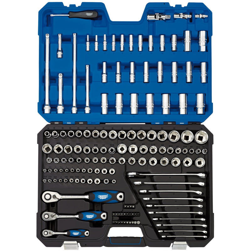 DR-16460 — Draper Expert HI-TORQ® Combined MM/AF Socket Set, 1/4", 3/8" and 1/2" Sq. Dr. (150 Piece)