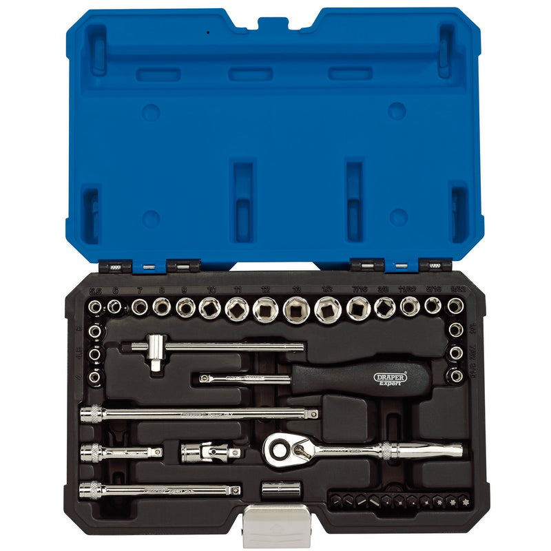 DR-16464 — Draper Expert Combined MM/AF Socket Set, 1/4" Sq. Dr. (40 Piece)