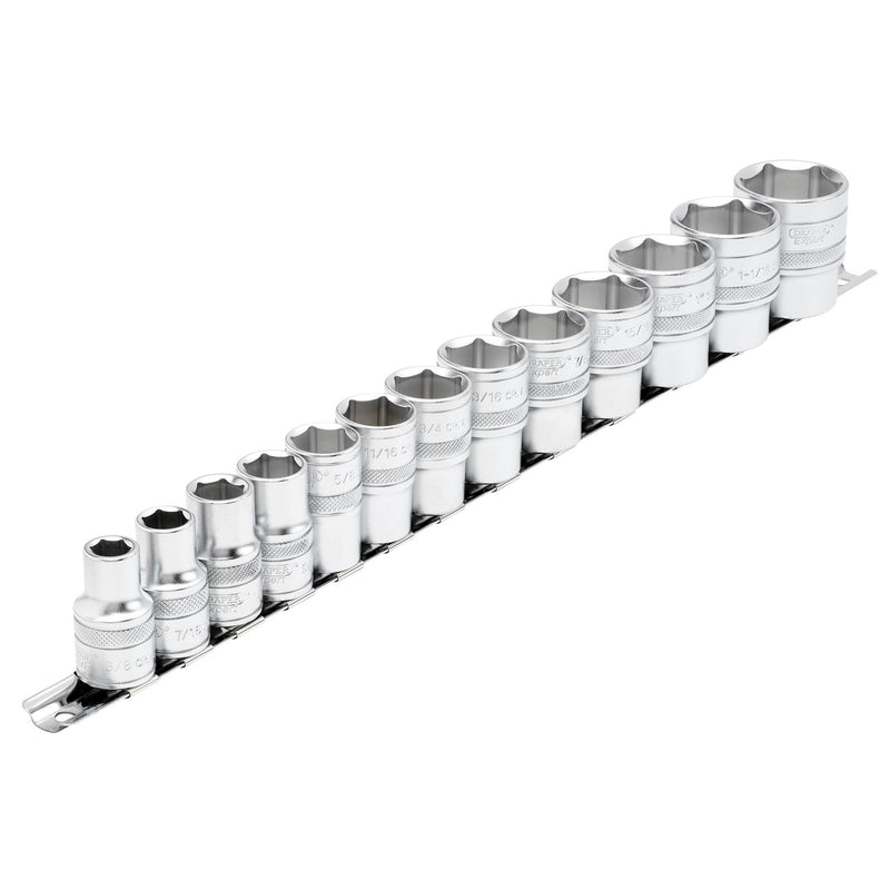 DR-16498 — Draper Expert Imperial Socket on a Metal Rail, 1/2" Sq. Dr. (13 Piece)