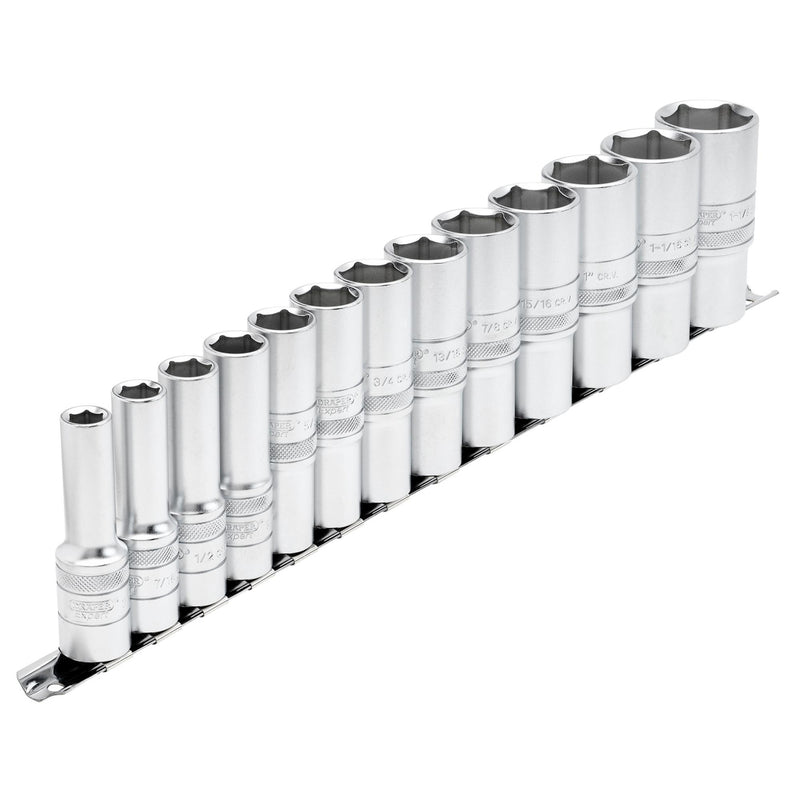 DR-16500 — Draper Expert Imperial Deep Socket on a Metal Rail, 1/2" Sq. Dr. (13 Piece)