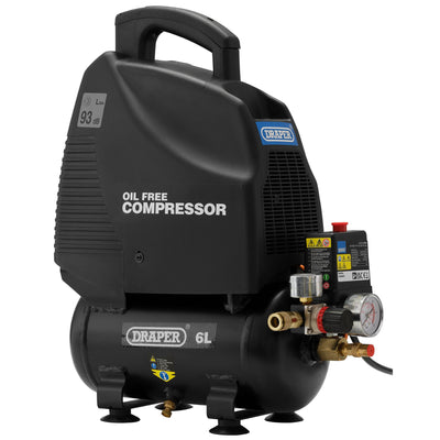 DR-24974 — 230V 6L Oil-Free Air Compressor, 1.1kW/1.5hp
