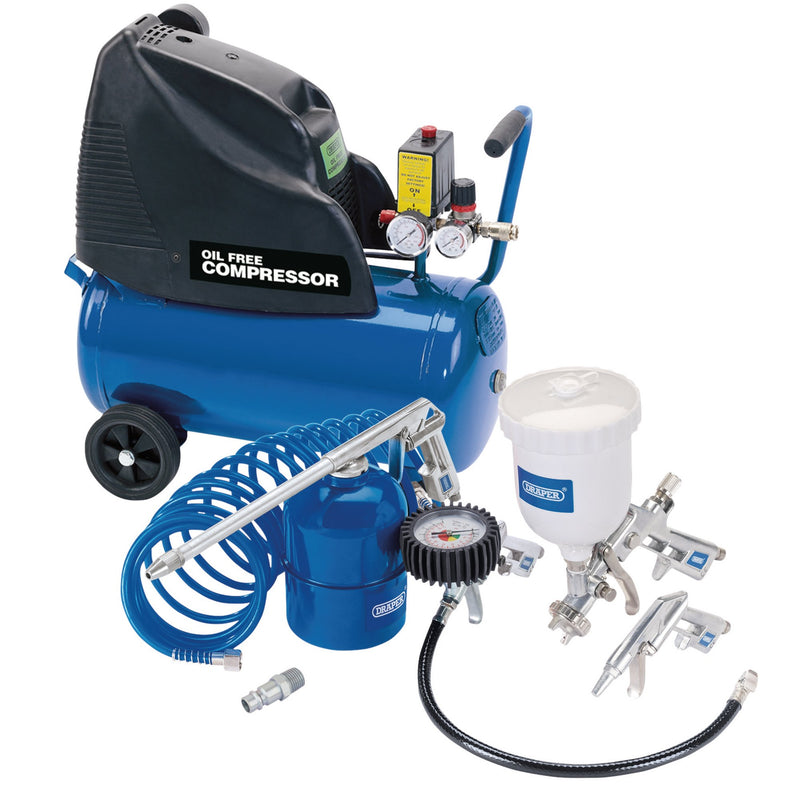 DR-25936 — Direct Drive Oil Free Air Compressor, 24L , 1.1kW/1.5hp and Air Tool Kit