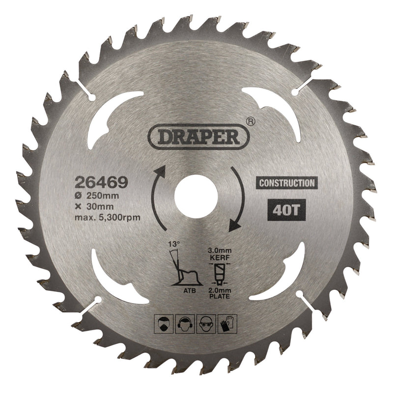 DR-26469 — TCT Construction Circular Saw Blade, 250 x 30mm, 40T