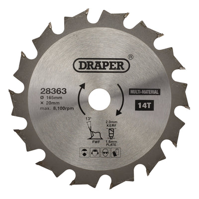 DR-28363 — TCT Multi-Purpose Circular Saw Blade, 165 x 20mm, 14T