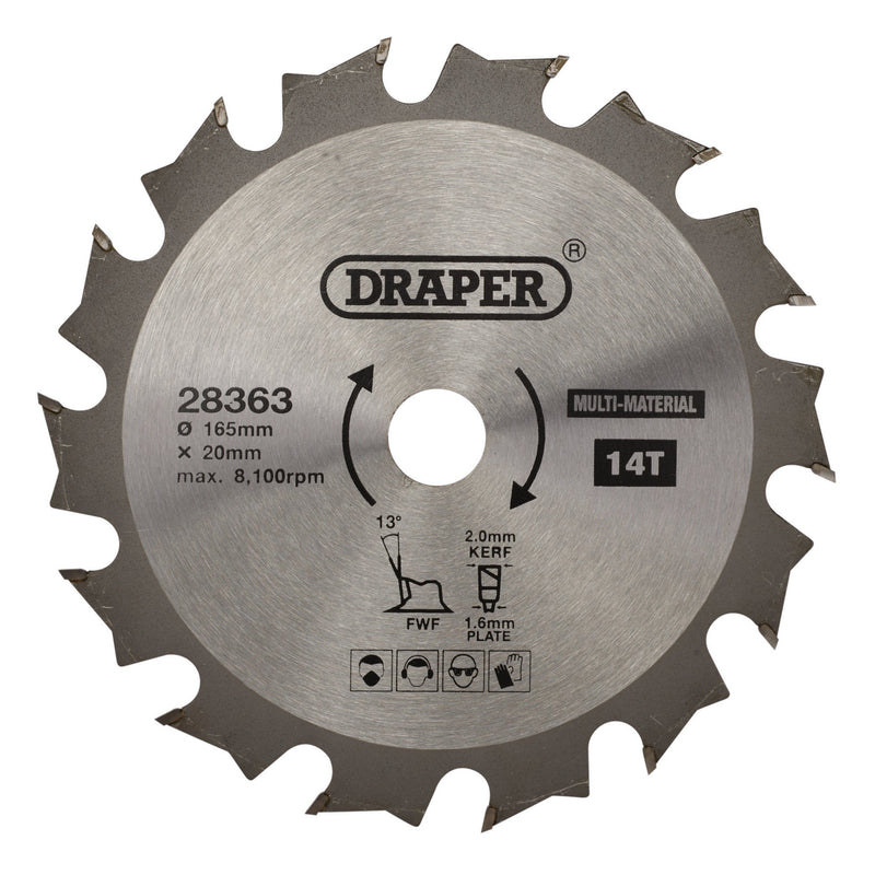 DR-28363 — TCT Multi-Purpose Circular Saw Blade, 165 x 20mm, 14T