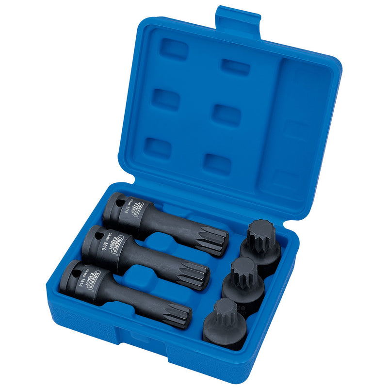 DR-28881 — Draper Expert Impact Spline Bit Set, 1/2" Sq. Dr. (6 Piece)