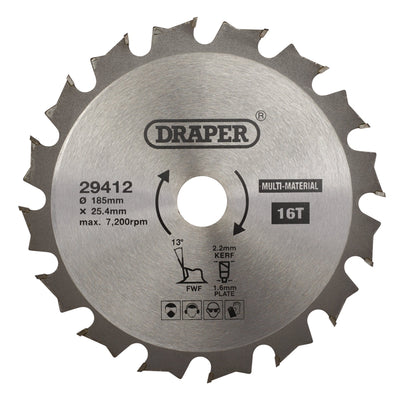 DR-29412 — TCT Multi-Purpose Circular Saw Blade, 185 x 25.4mm, 16T