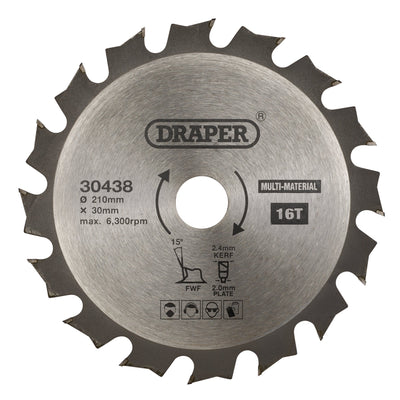 DR-30438 — TCT Multi-Purpose Circular Saw Blade, 210 x 30mm, 16T