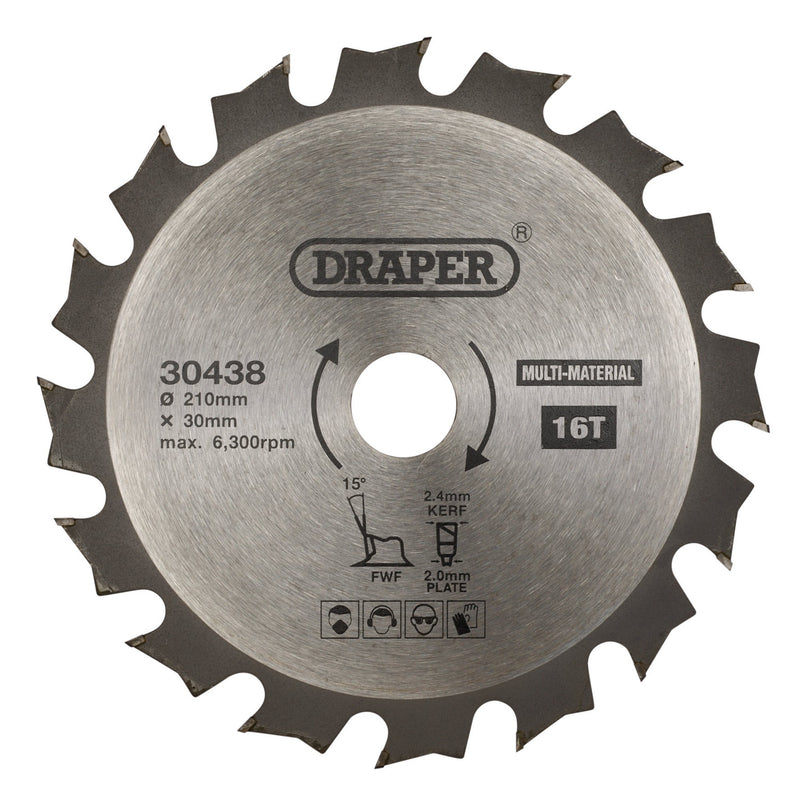 DR-30438 — TCT Multi-Purpose Circular Saw Blade, 210 x 30mm, 16T