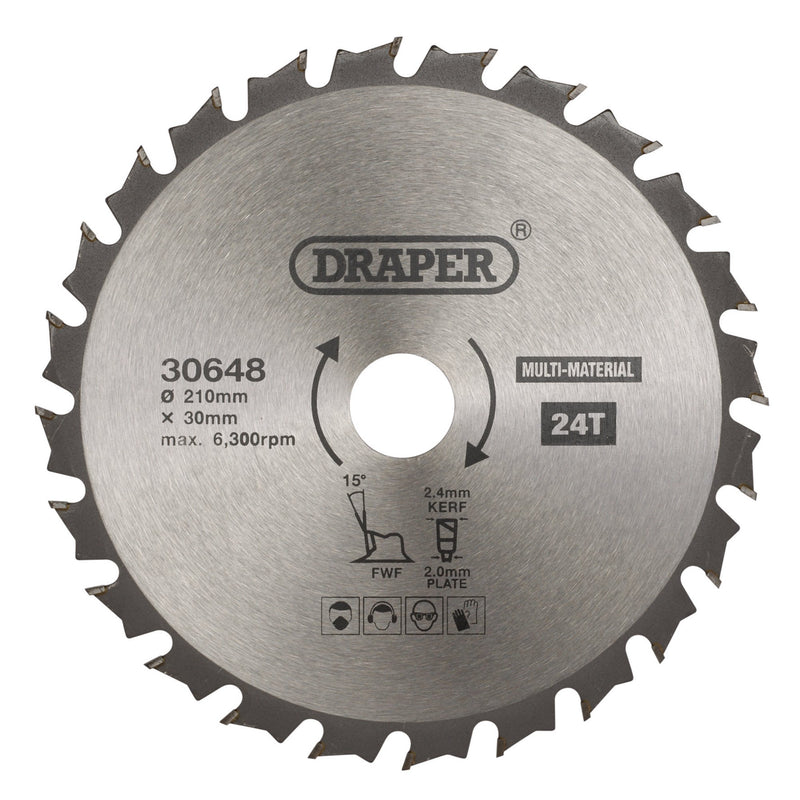 DR-30648 — TCT Multi-Purpose Circular Saw Blade, 210 x 30mm, 24T