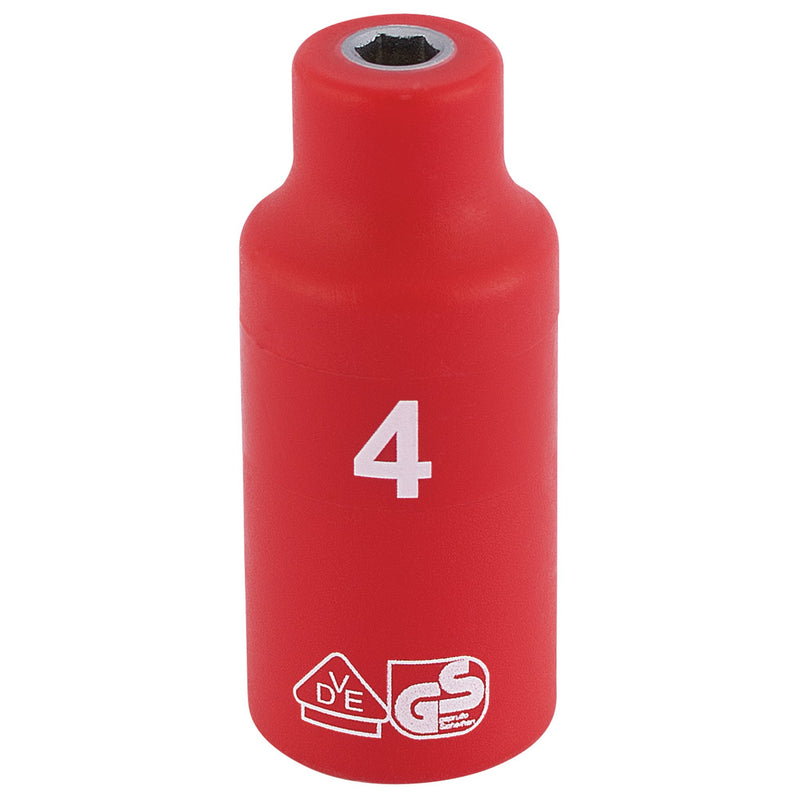 DR-31143 — Draper Expert Fully Insulated VDE Socket, 1/4" Sq. Dr., 4mm