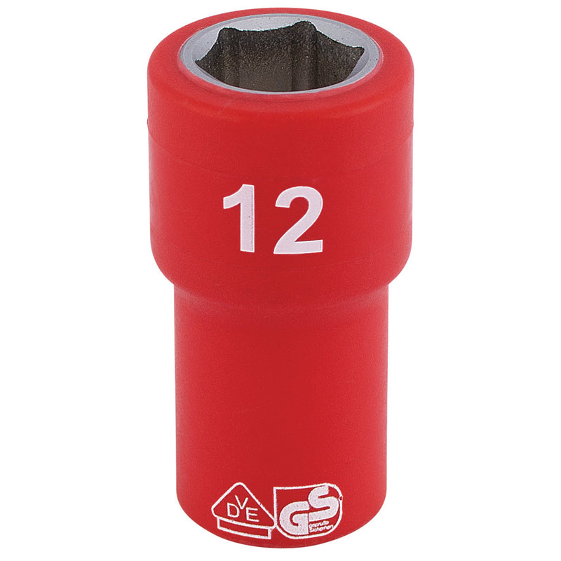 DR-31490 — Draper Expert Fully Insulated VDE Socket, 1/4" Sq. Dr., 12mm