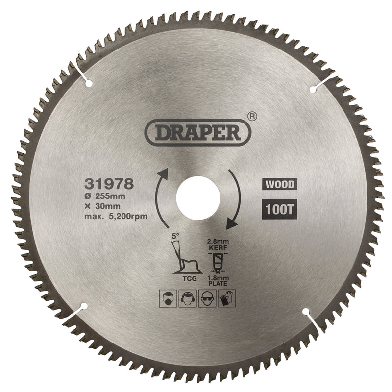 DR-31978 — TCT Triple Chip Grind Circular Saw Blade, 255 x 30mm, 100T
